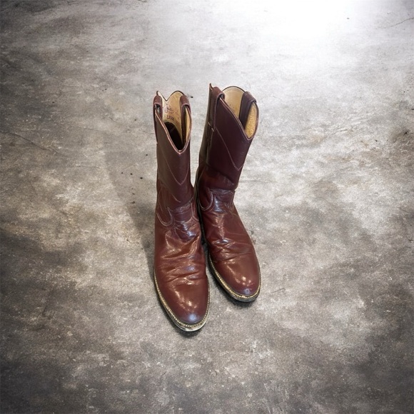 Justin vintage 3037 Cowboy roper Leather Boots - Picture 2 of 6